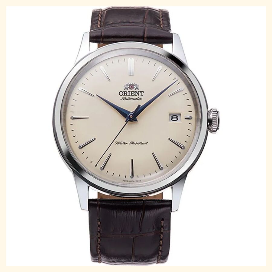Orient Bambino 38 champagne dial front view