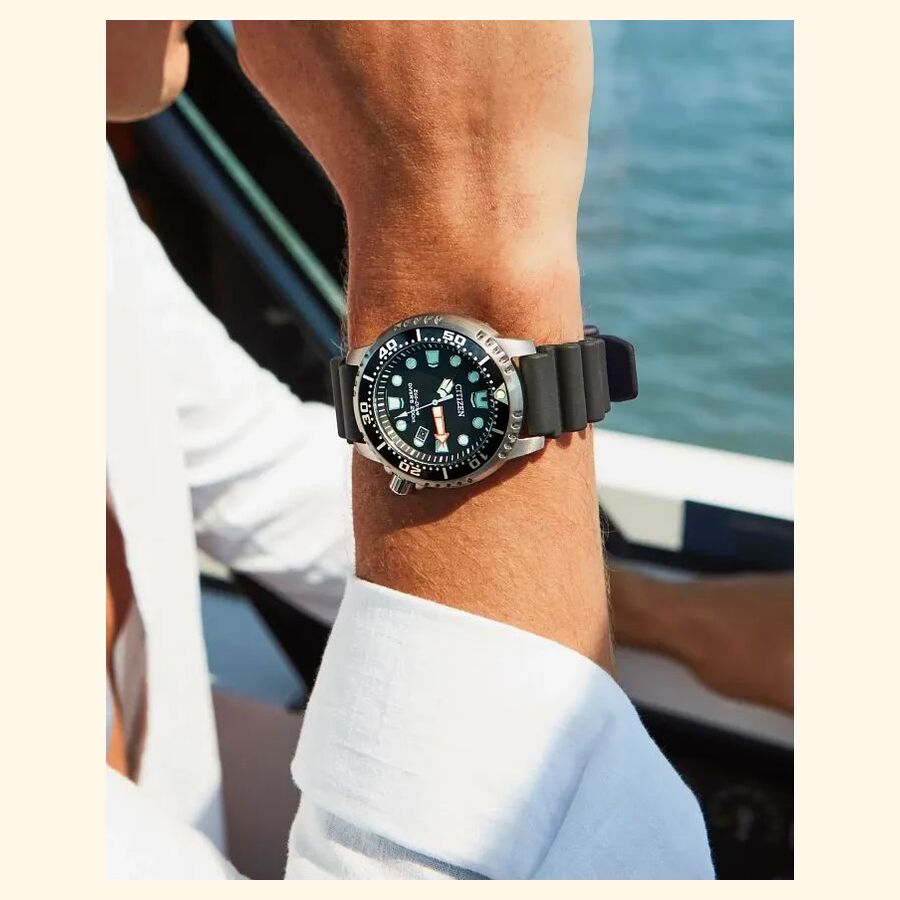 Citizen Promaster BN0150 wrist view near water
